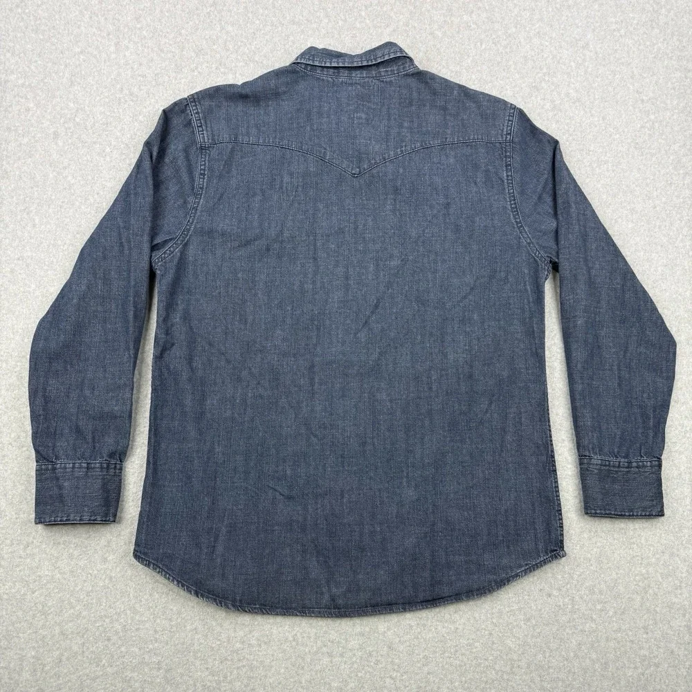 Levis Shirt Mens XL Blue Denim Pearl‎ Snap Long Sleeve Western Rodeo Pockets